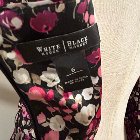 WHITE HOUSE BLACK MARKET Multicolor Floral Dress Pink Black Cream Sz 6 - Cute! - Picture 13 of 15